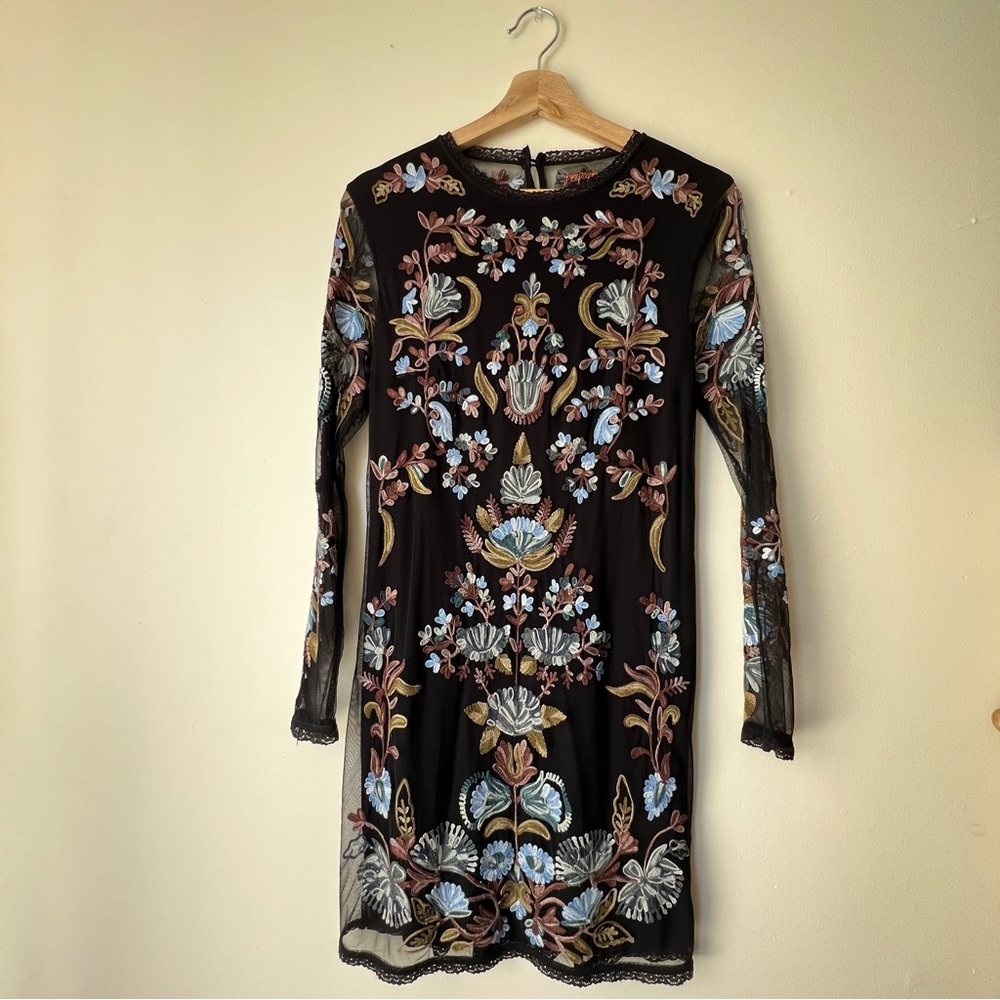 Embroidered Mesh Dress
